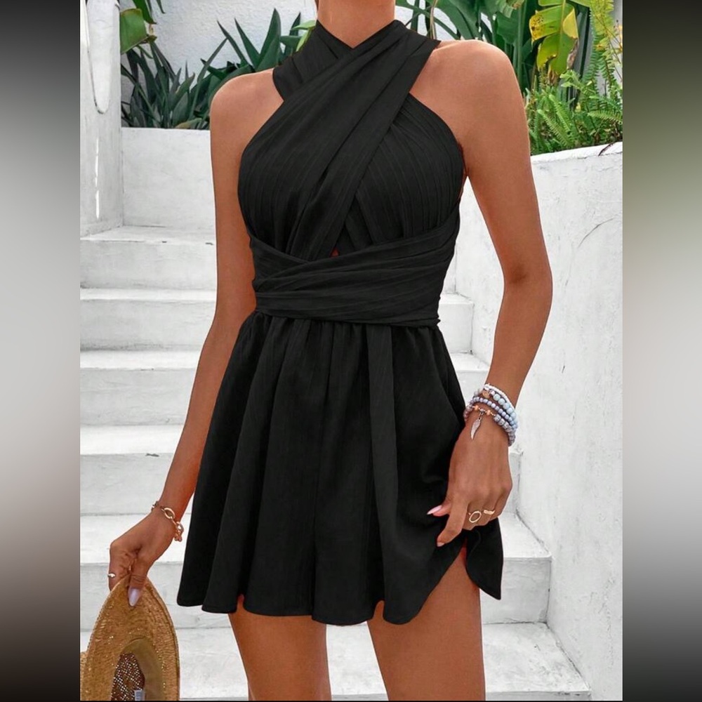 Black high waisted romper